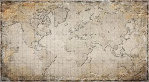 Antique, Old Style World Map Background Stock Illustration