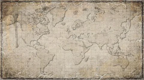 Antique, Old Style World Map Background 스톡 일러스트