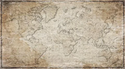 Antique, Old Style World Map Background 스톡 일러스트