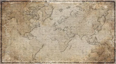 Antique, Old Style World Map Background 스톡 일러스트