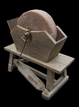 Antique pedal-powered sharpening machine Stock Photos