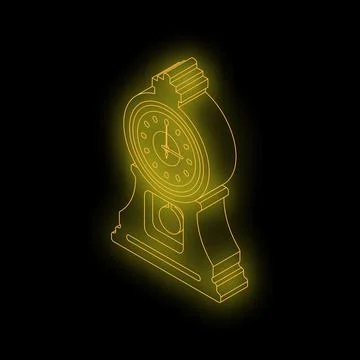 Antique pendulum clock glowing with neon light effect Stock Illustration
