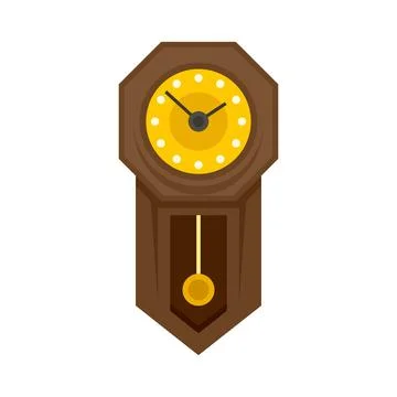 Antique pendulum clock icon flat isolated vector 스톡 일러스트