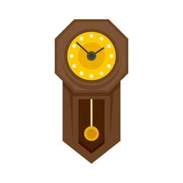Antique pendulum clock icon flat isolated Stock Illustration