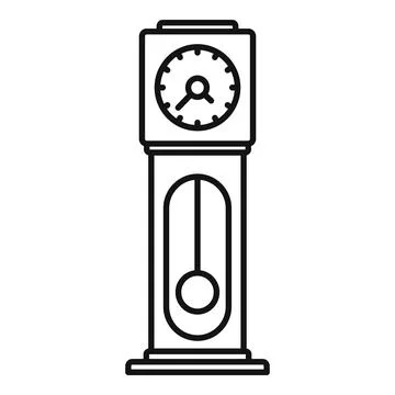 Antique pendulum clock icon, outline style Stock Illustration