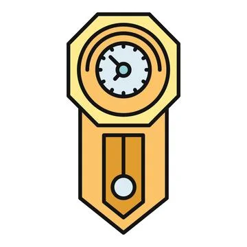 Antique pendulum wall clock measuring time icon 스톡 일러스트