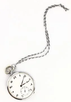 Antique pocket clock with chain Stock Photos