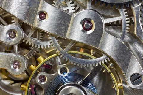Antique pocket watch inside macro Stock Photos