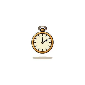 Antique pocket watch isolated, precision timekeeping instrument symbolizing.. Stock Illustration