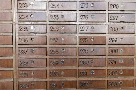 Antique post office boxes Stock Photos