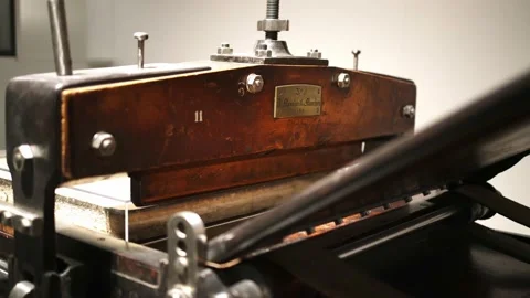 Antique printing press. Old fashioned printshop, publication, typography Stock Footage 222648016