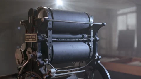 Antique printing press, tracking shot Stock Footage 220463205
