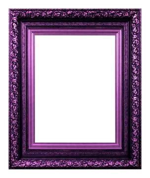 Antique purple frame isolated on the white background Stock Photos