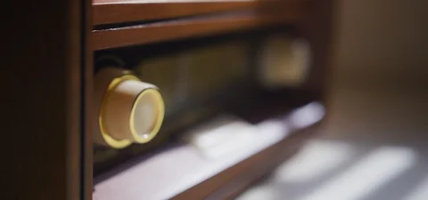 Antique Radio In Sunlight On Table 2 Stock Footage 113082979