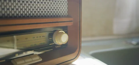 Antique Radio In Sunlight On Table 5 Stock Footage 113083600