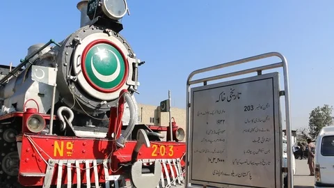 Antique Railway Engine 1932 on display Stock Footage 86655759