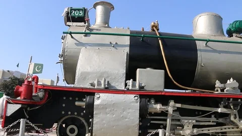 Antique Railway Engine 1932 on display outside Rawalpindi Railway Station Stock Footage 86655911