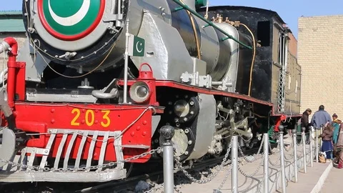 Antique Railway Engine 1932 on display outside Rawalpindi Railway Station Stock Footage 86655966