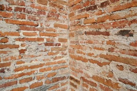 Antique red brick wall for web background. Stock Photos