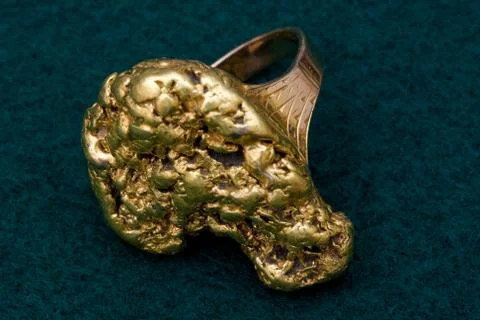 Antique Ring Made from One Ounce Natural Gold Nugget Stock Photos