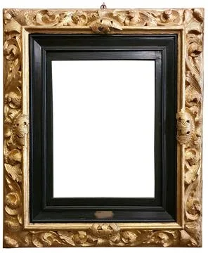 Antique rococo gold frame isolated on white Stock Photos