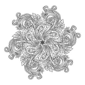 Antique round mandala with waves Stock Illustration