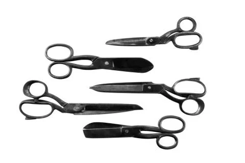 Antique rusty scissors isolated on white Stock Photos