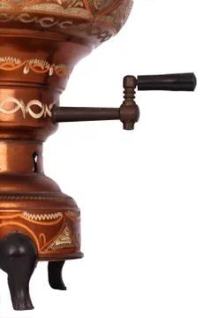 The antique samovar on the white background Stock Photos