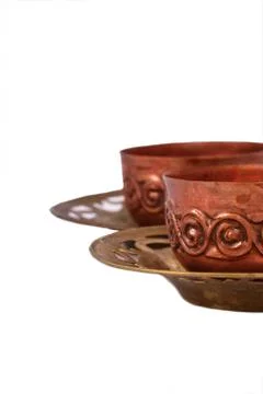 The antique samovar on the white background Stock-Fotos