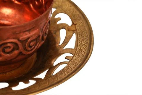 The antique samovar on the white background Stock Photos