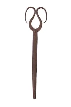 Antique scissors close isolated on white background Stock Photos
