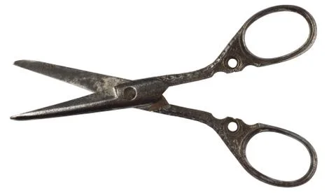 Antique scissors isolated on white Stock Photos
