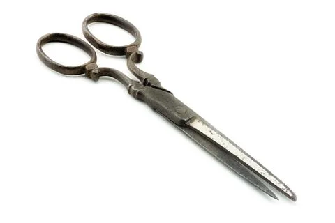 Antique scissors on white background Stock Photos