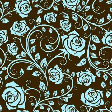 Antique scrolling rose seamless pattern Illustrazione stock