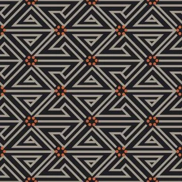 Antique seamless background image of geometry spiral triangle line round dot Stock Illustration