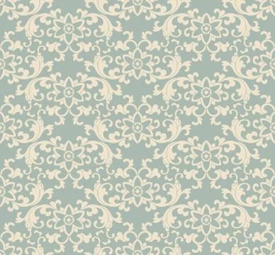 Antique seamless background oriental botanic garden spiral leaf flower Illustrazione stock