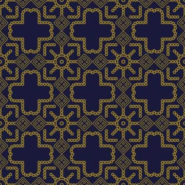 Antique seamless background Round Check Square Cross Dot Line Frame Illustrazione stock