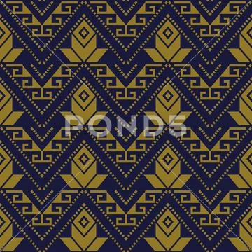Antique seamless background Triangle Aboriginal Cross Dot Line Flower Stock Illustration