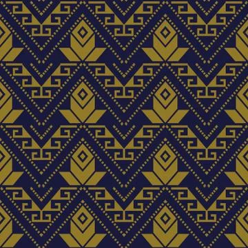 Antique seamless background Triangle Aboriginal Cross Dot Line Flower Stock Illustration