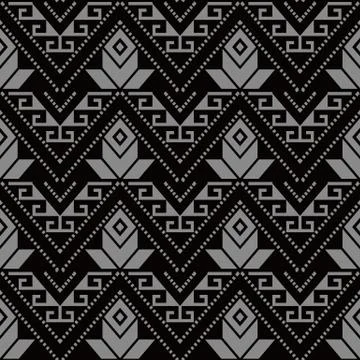 Antique seamless background Triangle Aboriginal Cross Dot Line Flower Stock Illustration