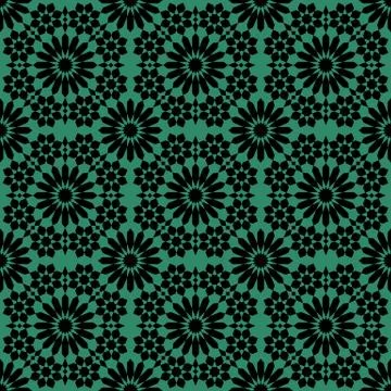 Antique seamless green background geometry flower kaleidoscope Stock Illustration