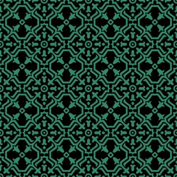 Antique seamless green background geometry cross frame flower 스톡 일러스트
