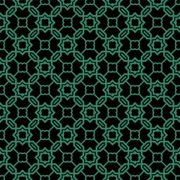 Antique seamless green background polygon chain cross star Stock Illustration