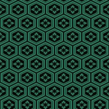Antique seamless green background polygon frame flower イラスト素材
