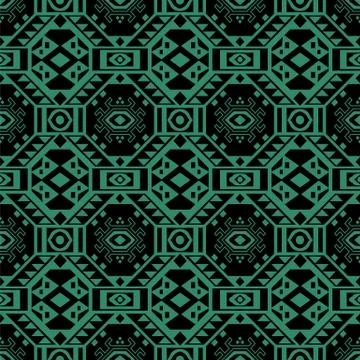 Antique seamless green background polygon cross triangle check Stock Illustration