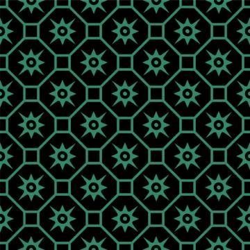 Antique seamless green background polygon square cross flower Illustrazione stock