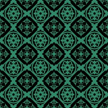 Antique seamless green background square round geometry Stock Illustration