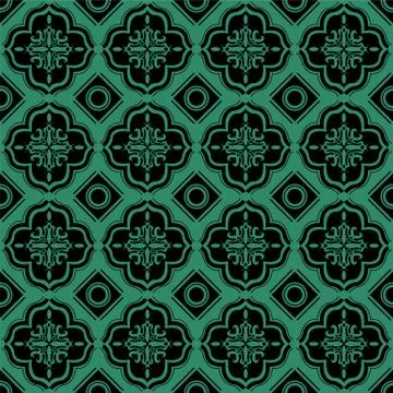 Antique seamless green background square round geometry Stock Illustration