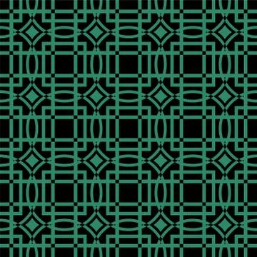 Antique seamless green background square round cross geometry Stock Illustration