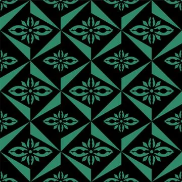 Antique seamless green background triangle geometry flower 스톡 일러스트